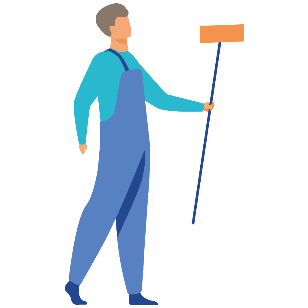 pictogramme homme avec un balai